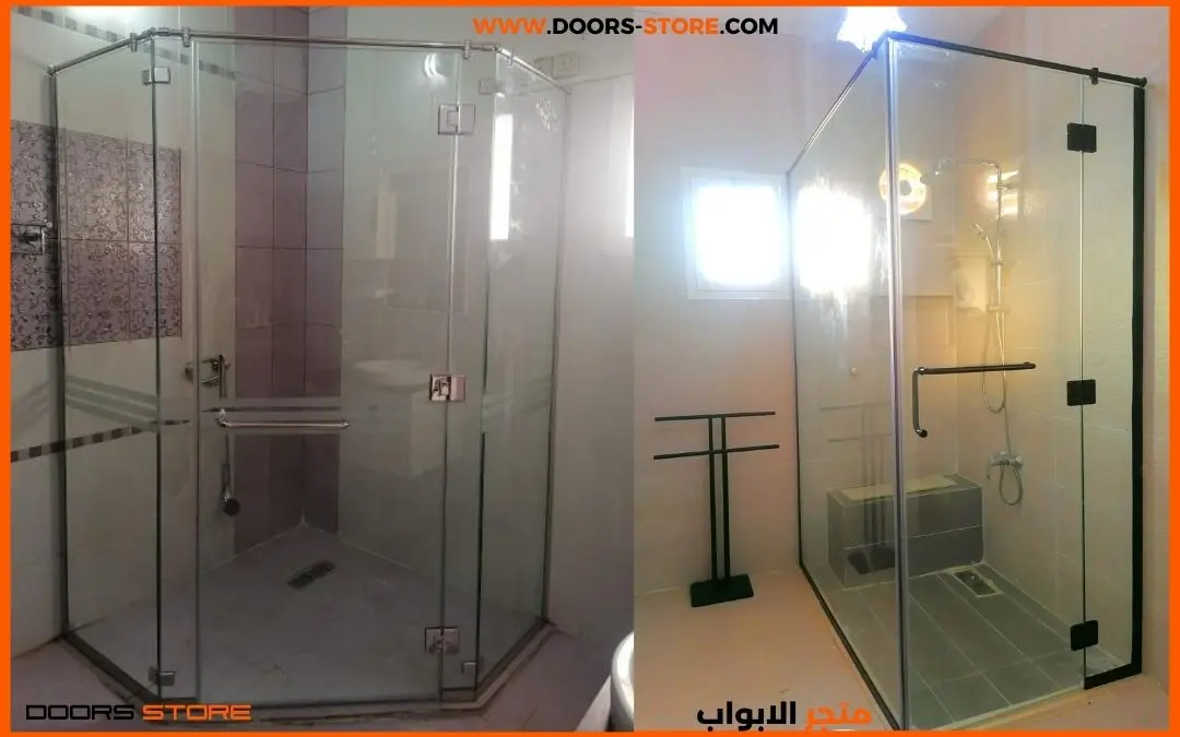 زجاج شاور 2 زجاج شاور مفصلي